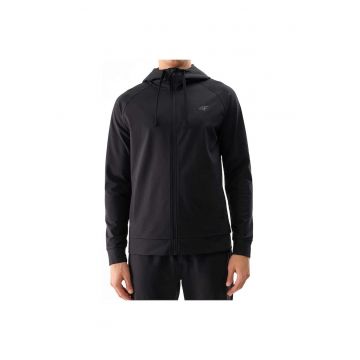 Hanorac sport  negru - poliester - gluga ajustabila - tehnologie 4FDry si 4FWarm -
