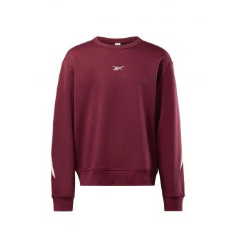 Hanorac unisex  [Ree]Cycled - croiala supradimensionata - guler rotund - visiniu - bumbac si fleece