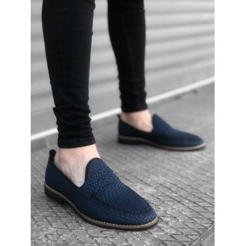 Mocasini barbati albastri  tapla subtire  piele eco  comozi cu defect DEF12219   T15-4