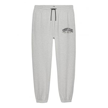 Pantaloni de trening din amestec de bumbac organic cu snur in talie - Gri melange