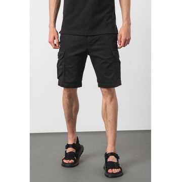 Pantaloni scurti cargo regular fit Ethan - Negru
