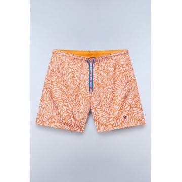 Pantaloni scurti de baie cu model - Alb/Portocaliu
