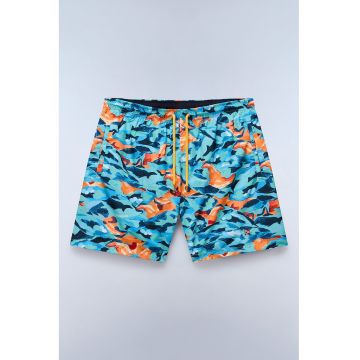 Pantaloni scurti de baie cu model - Portocaliu/Albastru