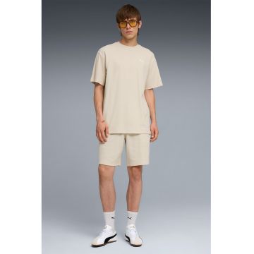 Pantaloni scurti din amestec de bumbac cu logo - Bej