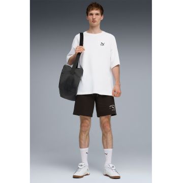 Pantaloni scurti din amestec de bumbac cu snur - Negru