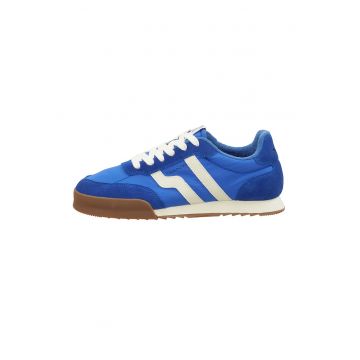Pantofi sport cu insertii de piele intoarsa Baylle - Alb/Albastru royal