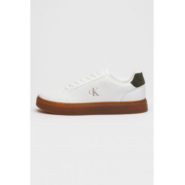 Pantofi sport din piele cu insertii din piele intoarsa - Alb