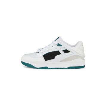 Pantofi sport unisex de piele intoarsa si piele Slipstream - Alb