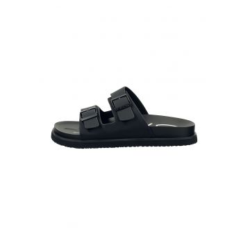 Papuci de piele nabuc sintetica Palbuddy - Negru