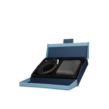 Set de portofel si curea din piele Erebo - Negru