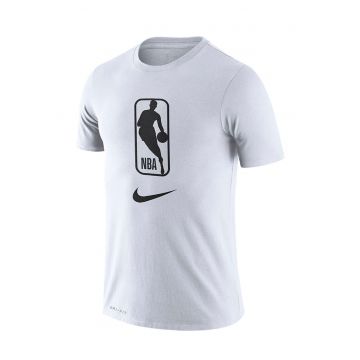 Tricou cu decolteu la baza gatului si logo NBA - Alb