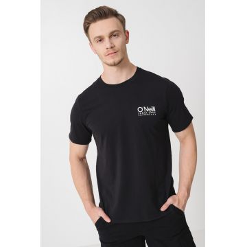 Tricou cu decolteu la baza gatului si logo pe piept - Negru/Alb optic