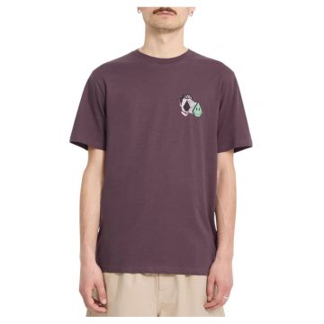 Tricou cu imprimeu grafic si decolteu la baza gatului