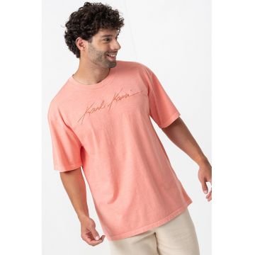 Tricou cu logo brodat - Portocaliu
