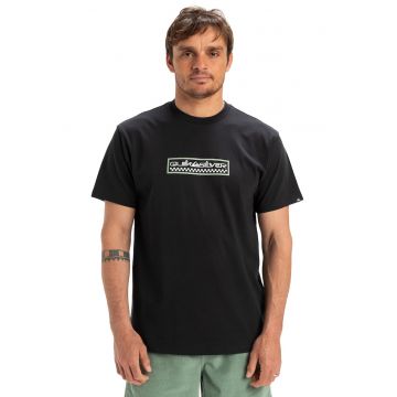 Tricou cu logo si decolteu la baza gatului Sun Dagger - Negru/Alb murdar