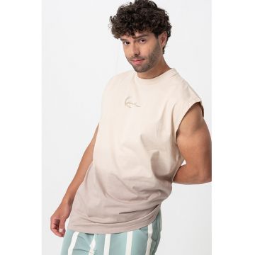 Tricou cu logo si model tie-dye - Bej