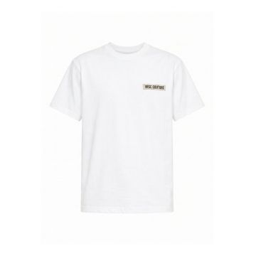 Tricou de bumbac cu decolteu la baza gatului - Alb