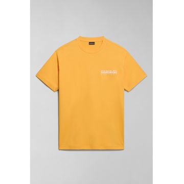 Tricou de bumbac cu decolteu la baza gatului - Galben