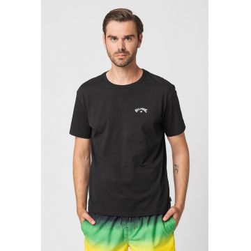 Tricou de bumbac cu logo Arch Wave - Negru