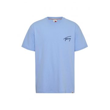 Tricou de bumbac Signature - Albastru deschis