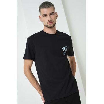 Tricou de bumbac Signature City - Alb/Negru/Albastru