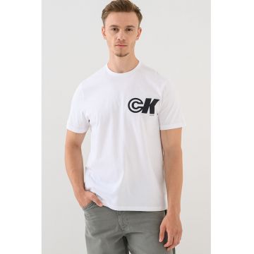 Tricou din bumbac cu imprimeu monograma - Alb/Negru