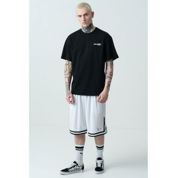 Tricou lejer cu imprimeu pe spate - Negru
