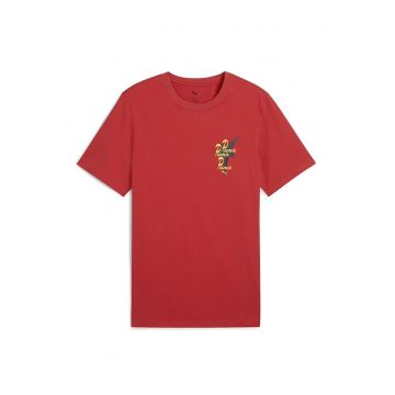 Tricou regular fit de bumbac cu logo - Galben/Rosu vermillion