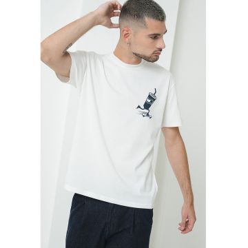 Tricou relaxed fit cu imprimeu grafic pe partea din spate - Negru/Alb murdar
