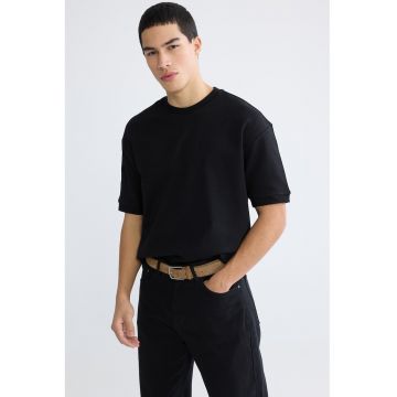 Tricou uni din amestec de bumbac - Negru