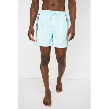 Bermude de baie cu logo - Albastru aquamarin/Verde inchis