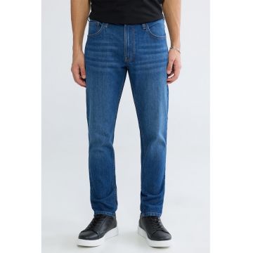 Blugi slim-fit cu talie medie - Albastru