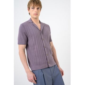 Cardigan cu nasturi si maneci scurte Neri - Violet aubergine