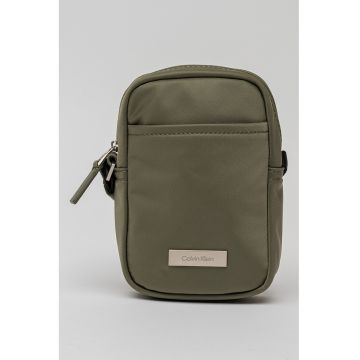 Geanta crossbody cu logo metalic - Verde stins