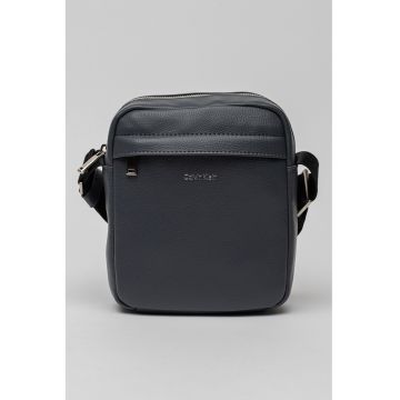 Geanta crossbody de piele ecologica cu logo - Bleumarin