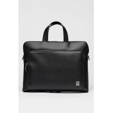 Geanta de piele ecologica cu maner Emblem Commuter - Negru
