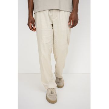 Pantaloni din bumbac si in cu croiala dreapta si buzunare laterale - Bej deschis