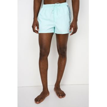 Pantaloni scurti de baie cu logo - Albastru aquamarin/Verde inchis