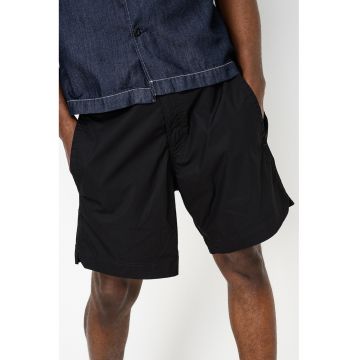 Pantaloni scurti din bumbac organic cu snur de ajustare in talie - Negru