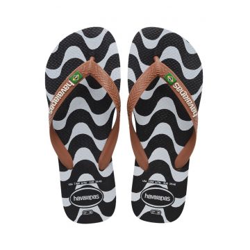 Papuci flip-flop din cauciuc cu bareta separatoare si model zebra
