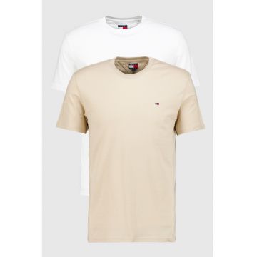 Set de tricouri slim fit din bumbac - 2 piese - Alb/Bej
