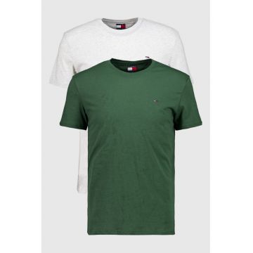 Set de tricouri slim fit din bumbac - 2 piese - Verde/Gri melange