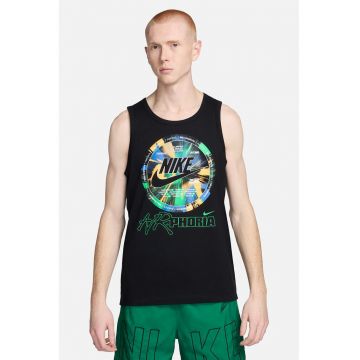 Top de bumbac cu imprimeu logo - Verde/Negru