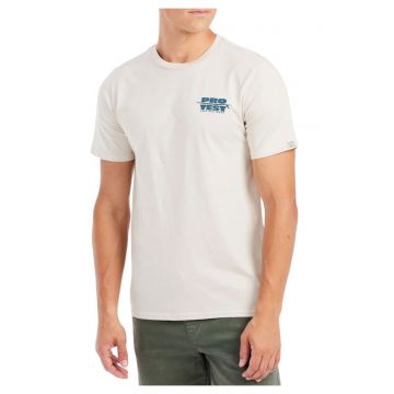 Tricou casual cu decolteu rotund - Alb murdar