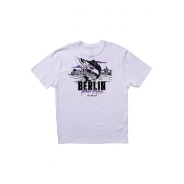 Tricou cu decolteu la baza gatului si logo grafic frontal