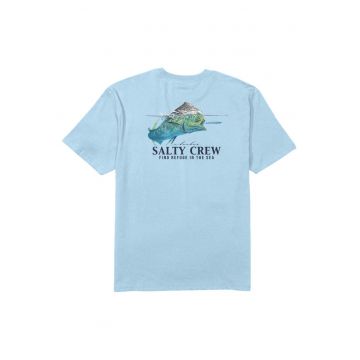 Tricou cu design artistic spate - Albastru deschis