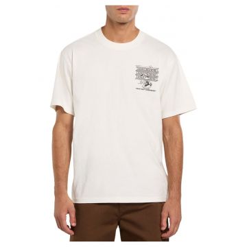 tricou cu imprimeu grafic si text din bumbac