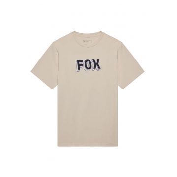 Tricou cu imprimeu logo si decolteu la baza gatului din bumbac