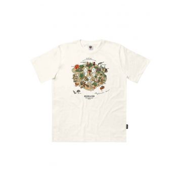 Tricou cu imprimeu si decolteu la baza gatului -