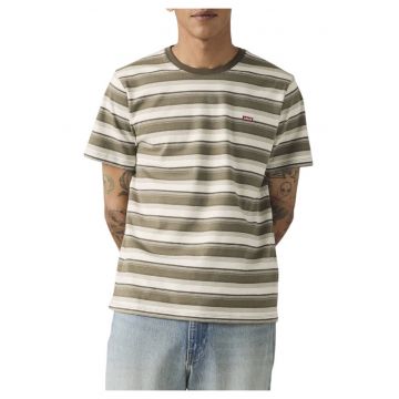 Tricou cu model in dungi si detalou brodat discret pe partea din fata